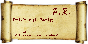 Polányi Remig névjegykártya